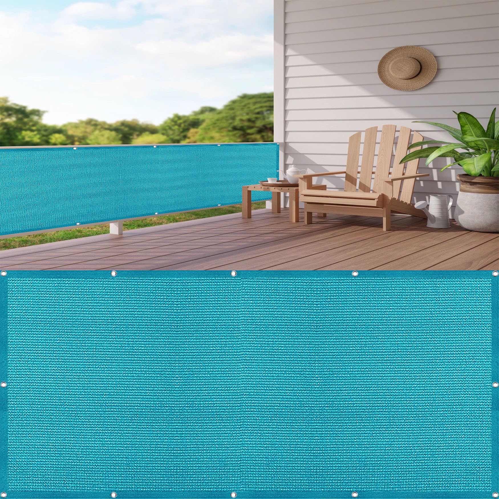 Cache vue balcon bleu 115x290 pour ombrager la terrasse et le patio