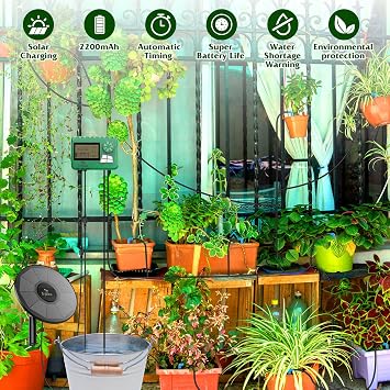 Solar Drip Irrigation Kit with Early Warning, Programmable Watering