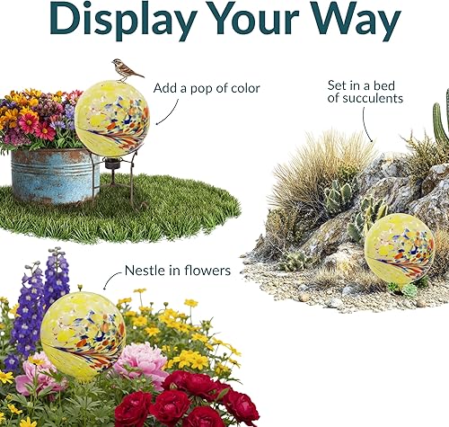 Miniatura 4 de Sunnydaze Bola de observación de 10 pulgadas para jardín, globo de vidrio para exteriores - Decoración de patio de orbe de jardín - Explosión de