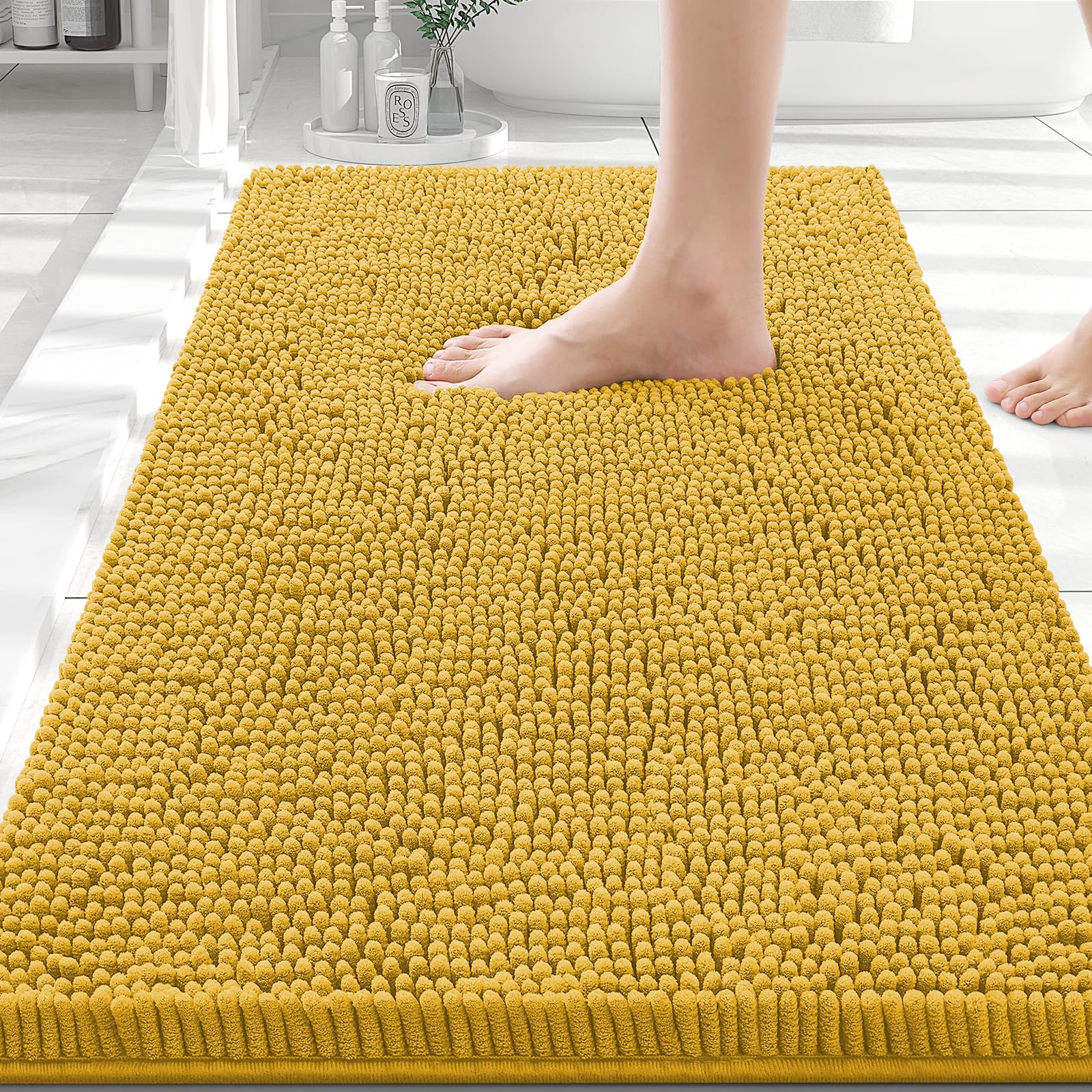 Smiry Bathroom Rugs 30X20, Luxury Chenille Extra Soft Absorbent Bath Mat