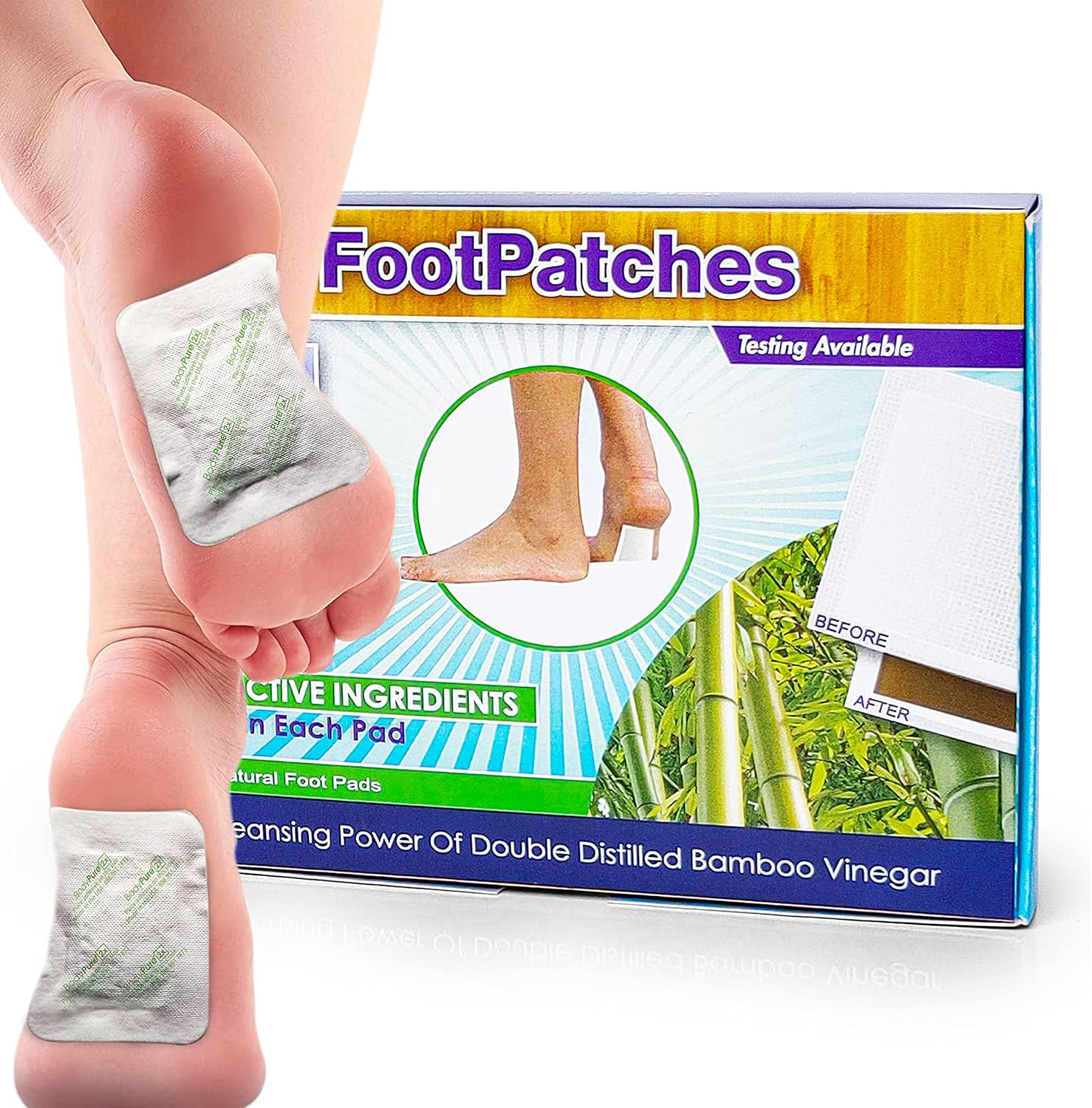 BodyPure2x Herbal Deep Cleansing Pads w Tourmaline | AKA Bamboo Patch | AKA Takesumi Patches | 2X The Potency | Sleep Deeper | Testing Available for Used Pads