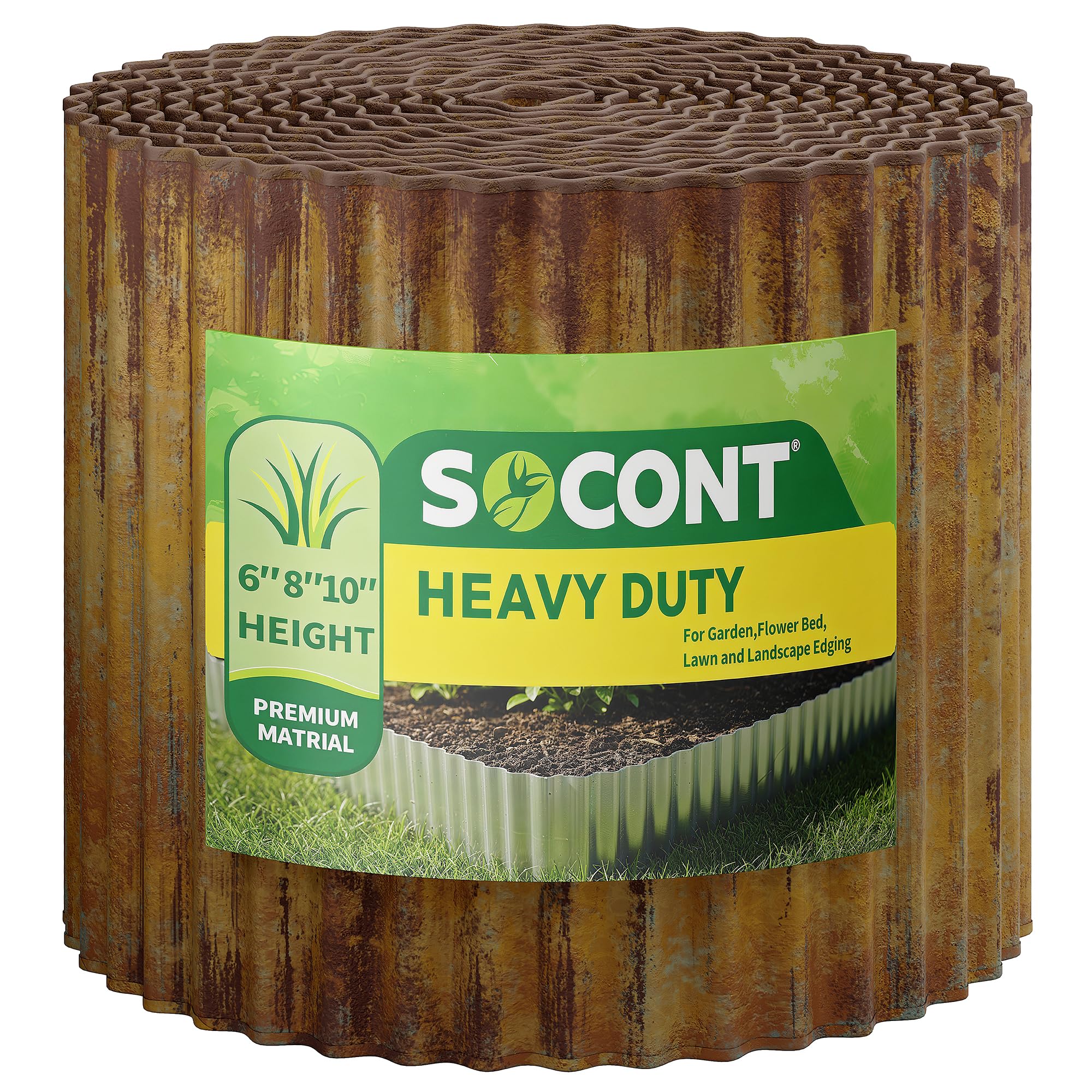 SOCONT corrugated metal garden edging rusty finish