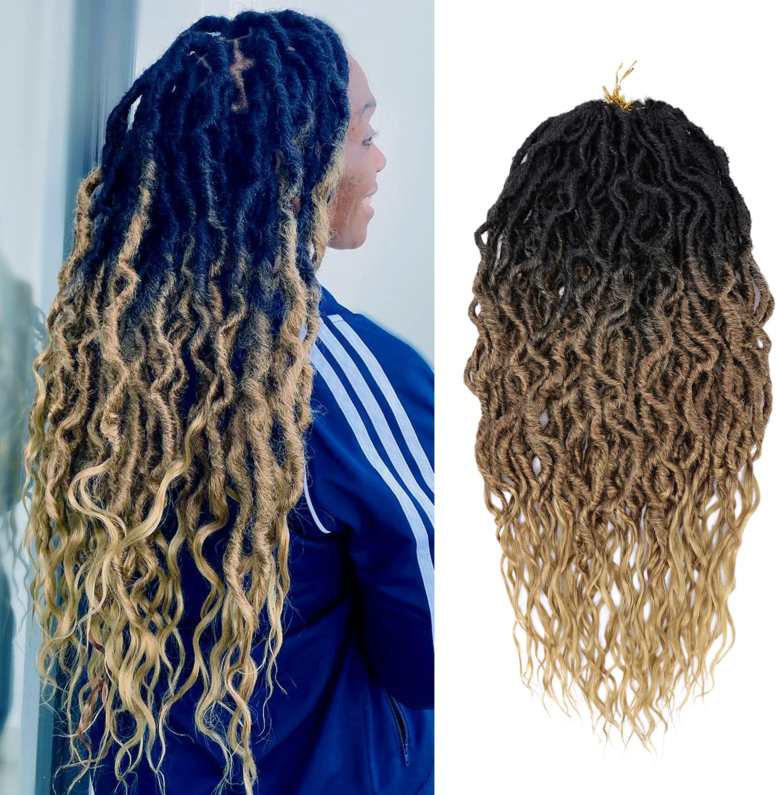 LOSMOEER 6 Packs Faux Locs Crochet Hair 24 Inch Soft Locs Crochet Braid Pre Looped Goddess Locs Crochet Hair for Women Boho Locs Crochet Braids with Curly Ends Synthetic Braiding Hair Extensions