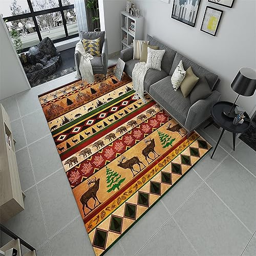 Miniatura 2 de Alfombras de área de vida silvestre, 4 x 6 pies, alfombras de ciervo, alfombras de oso, alfombras con estampado de hojas de arce, alfombras
