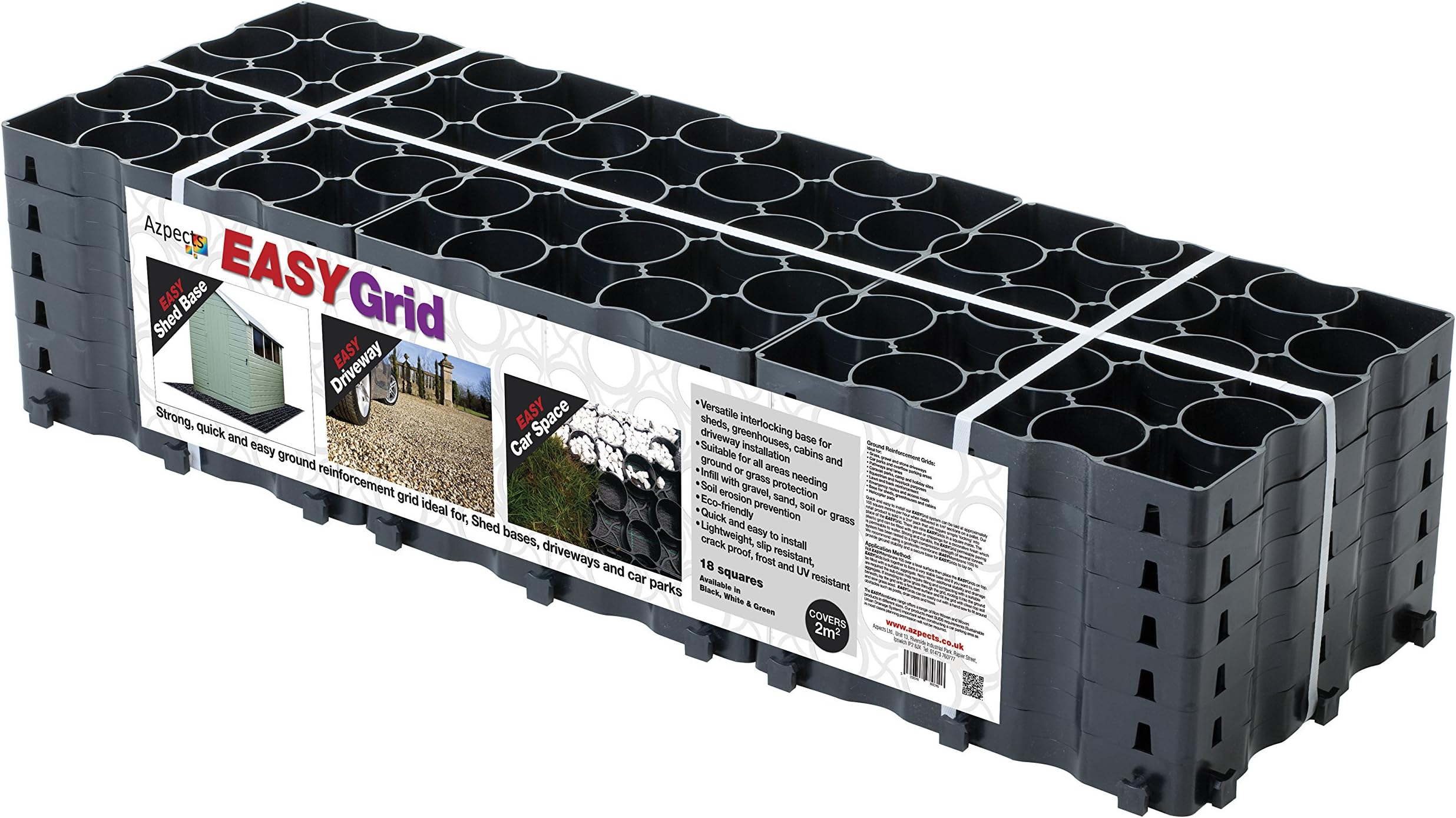 Grid grass ground and drive stabilisation reinforcement 2Mยฒ Retail Pack Black