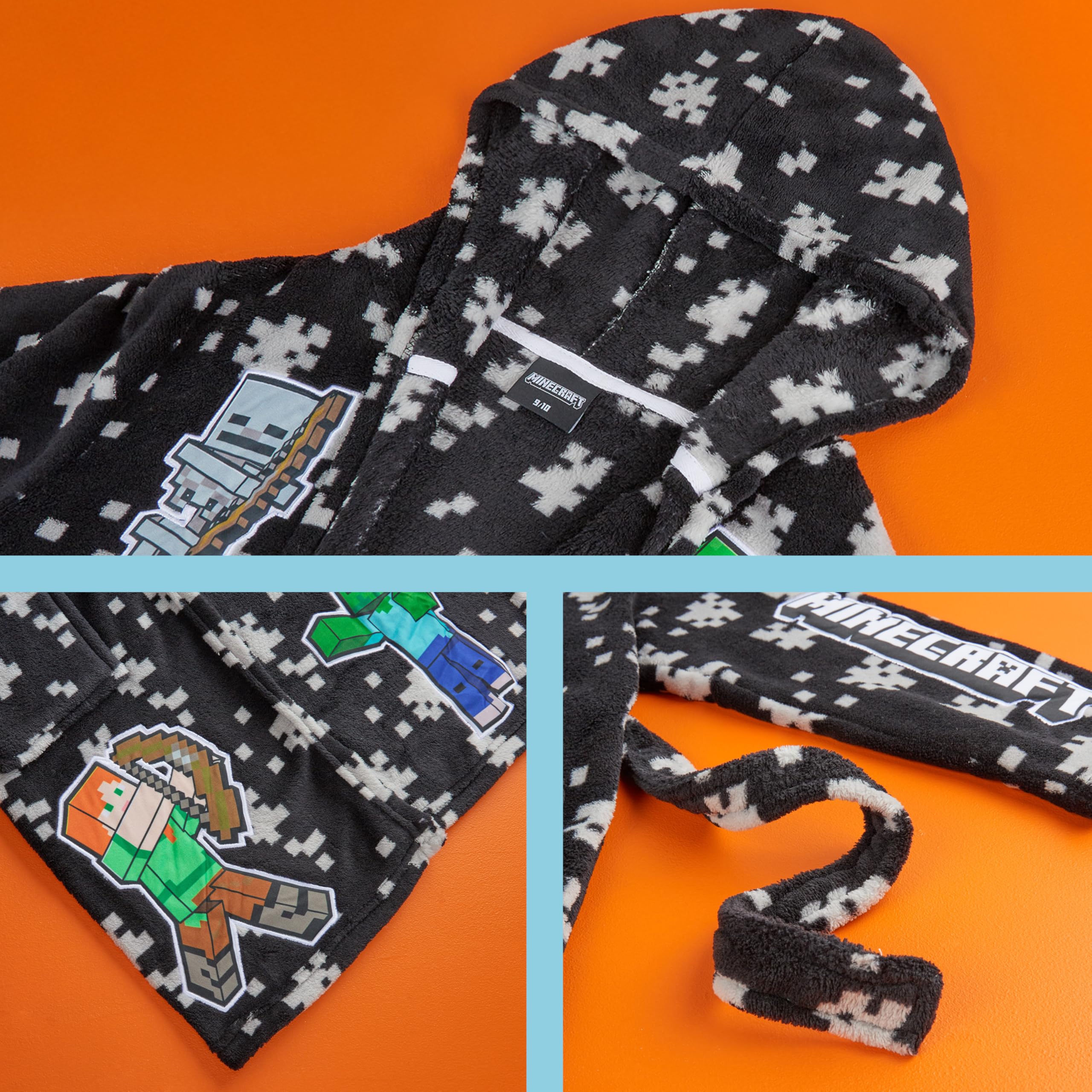 Minecraft Bata de Casa Niño Polar con Capucha y Bolsillos Ropa Invierno Regalo Creeper