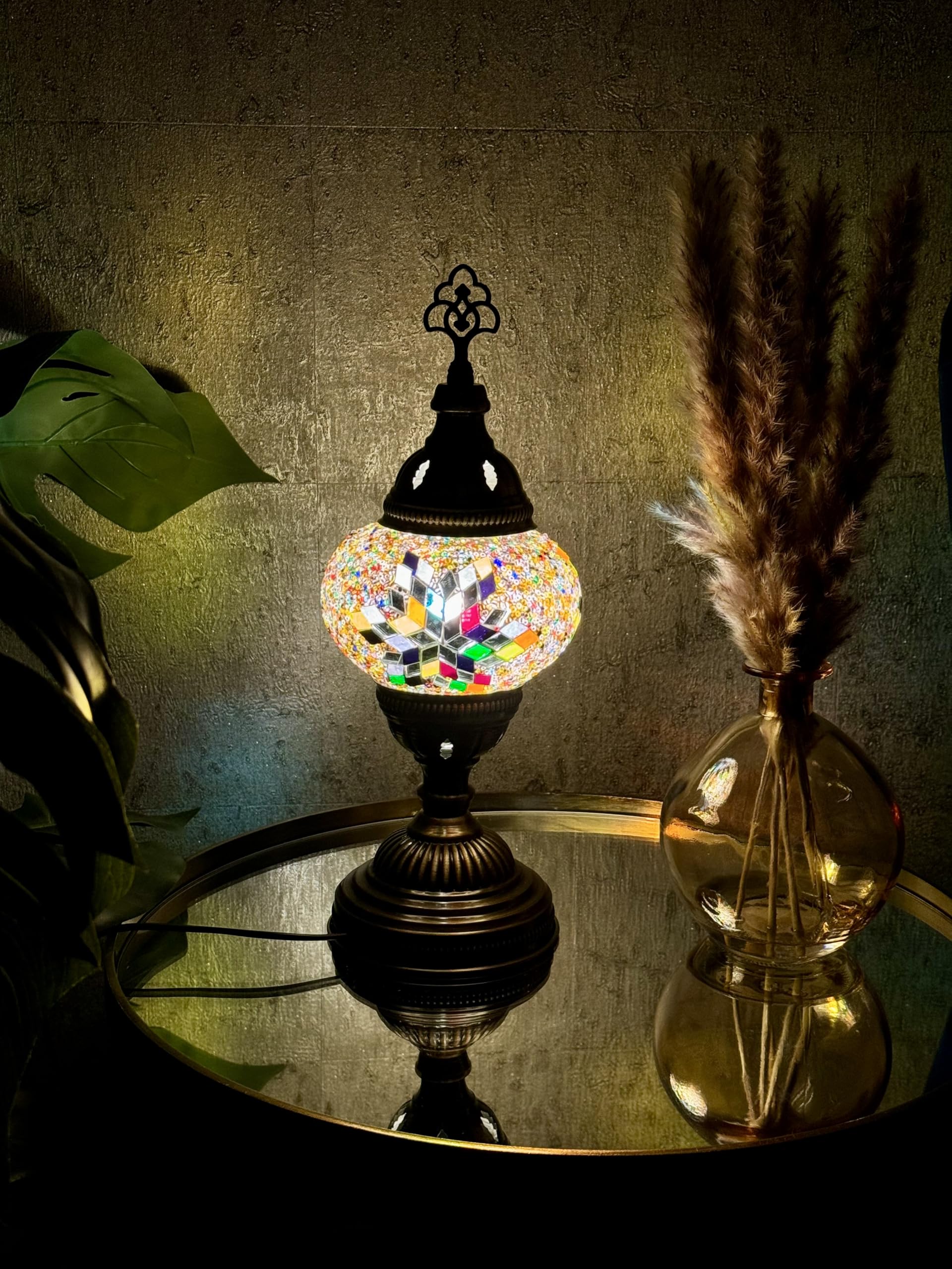 Lightza New Handmade Multi Color Turkish Moroccan Mosaic Table Lamp (Multi Coloured 04) — image 1