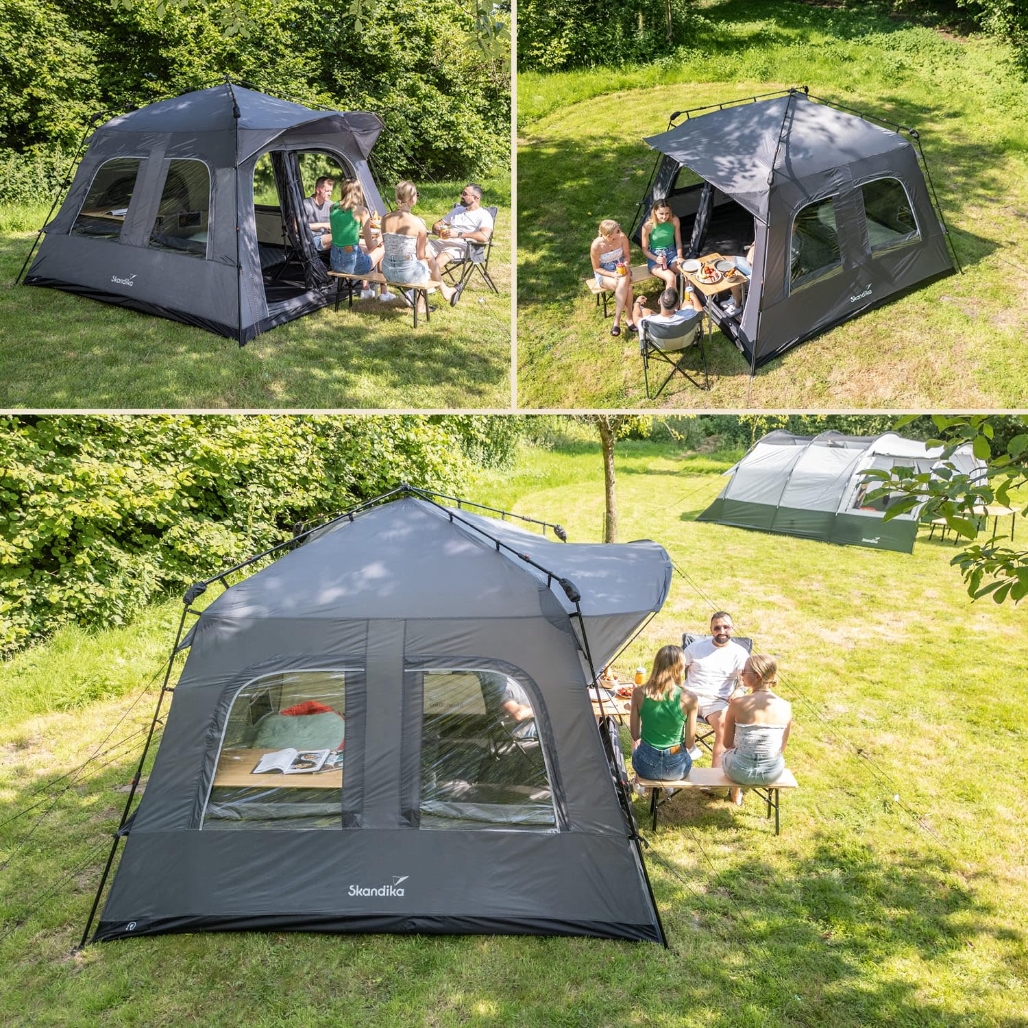 Skandika Zelt Hognes 4 Protect Quick-Start | Pop Up Campingzelt für 4 Personen, Steilwandzelt, einfacher Aufbau, wasserdicht, UPF 50+, Moskitonetz, Tunnelzelt | Hauszelt, Festivalzelt, Camping Outdoor