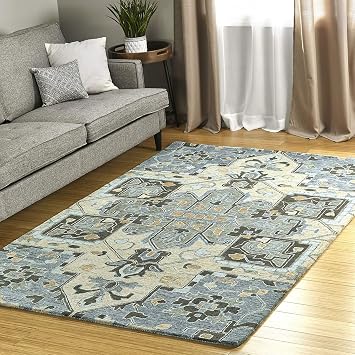 Kaleen 4 x 6 Wool Area Rug in Blue, Hand-Tufted Chancellor Collection