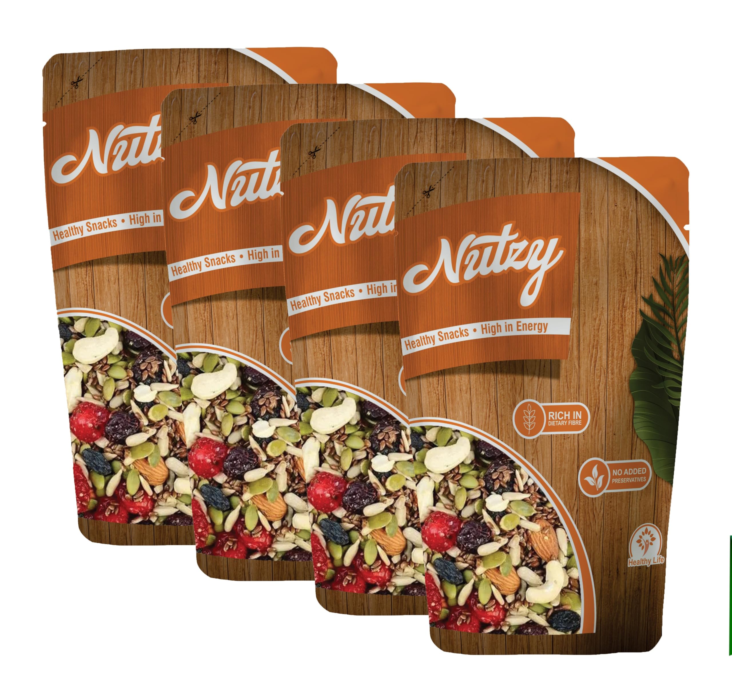 nutzy dried fruits nuts and seeds (dried trail mix/breakfast, 1000g (4x250g))