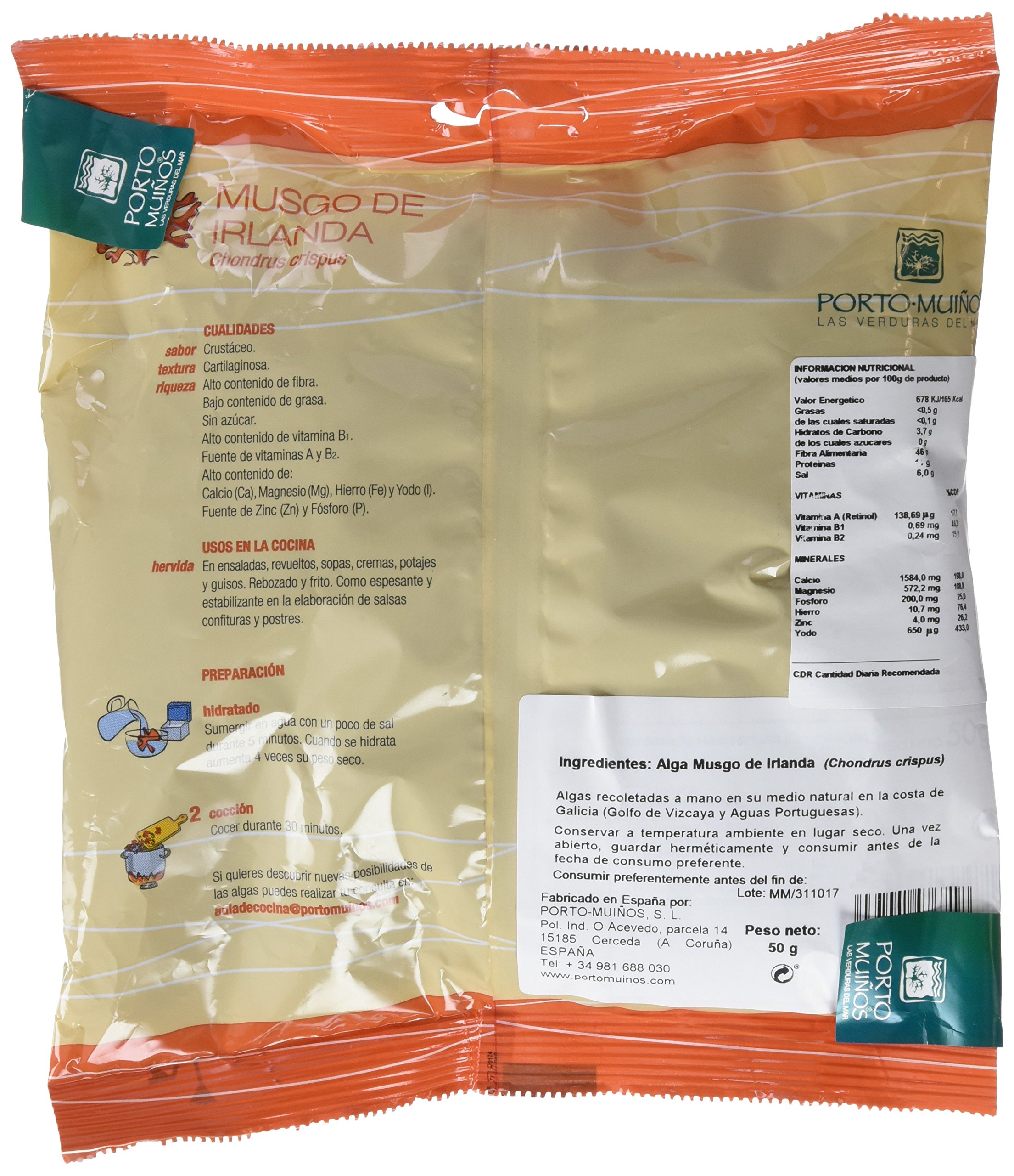 Porto Muiños Alga Musgo de Irlanda Deshidratada - Paquete de 2 x 50 gr - Total: 100 gr