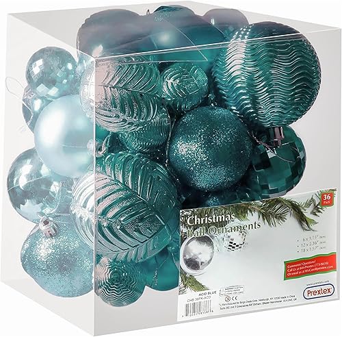 Miniatura 8 de PREXTEX - Adornos navideños inastillables de 36 piezas en azul medianoche: elegantes bolas de adorno navideño, juego ideal de adornos navideños Azul