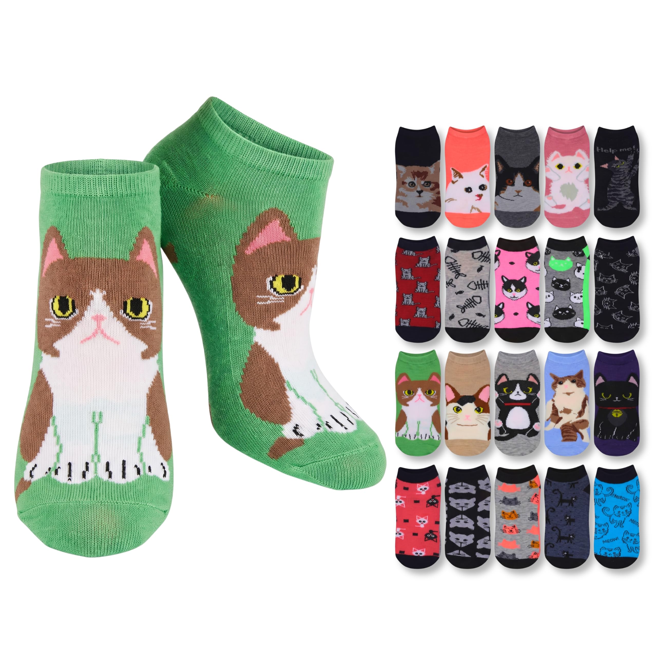 Tipi Toe Women’s 20 Pack Colorful Low Cut Socks – Lightweight, Breathable Design for All-Day Comfort Sizes 9-11/10-13