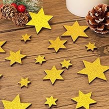 Set of 36 Wooden Star Christmas Confetti Scattering Decoration Table Christmas Gift (Gold 6-Pointed Star)