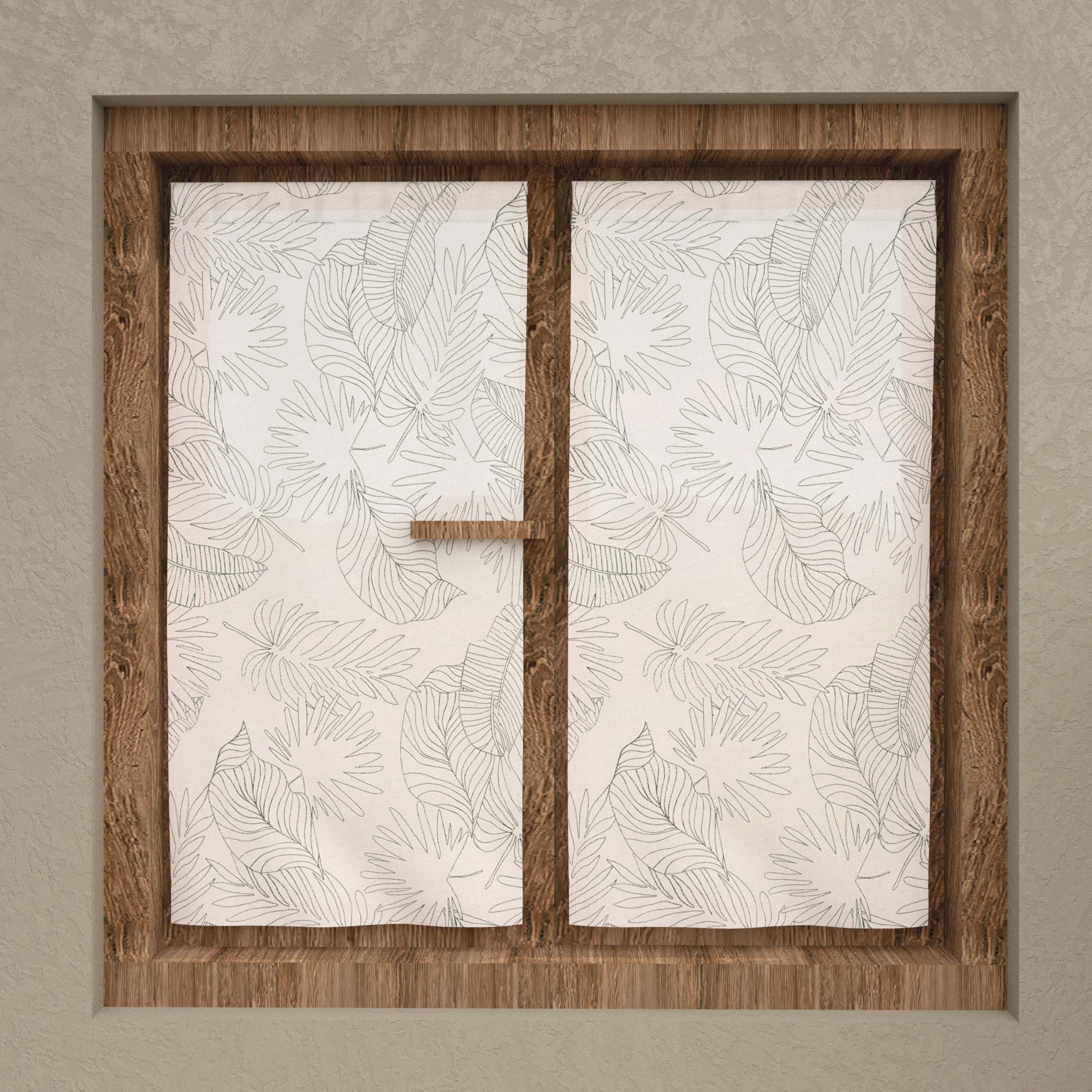 Soleil d'ocre, Pair of Net Curtains 45 x 90 cm Celia Khaki