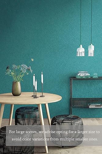 Miniatura 4 de Safiyya 393"x 17.3" Papel pintado despegar y pegar de color verde azulado, papel de contacto de seda verde azulado, papel pintado autoadhesivo y