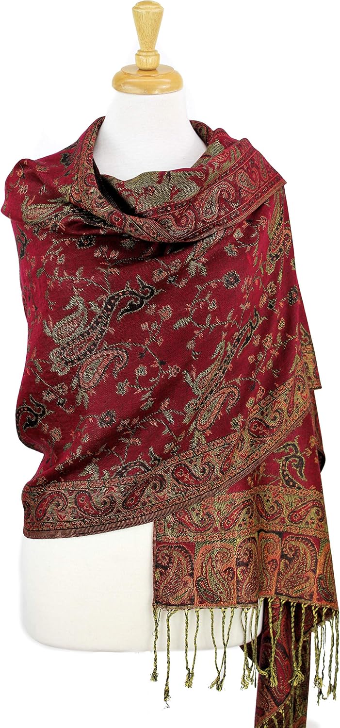 PASKMLNA Reversible Paisley Pashmina Shawl Wrap Elegant Colors - Image 3