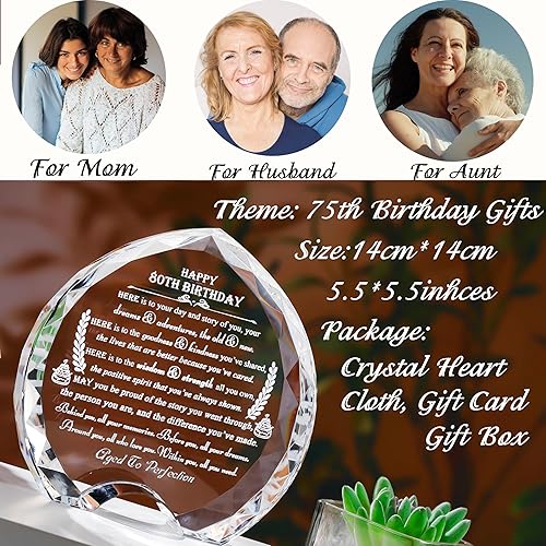 Miniatura 2 de Regalos de 80 cumpleaños para mujeres y hombres  Regalos de corazón de cristal personalizados 1965 regalo de 80 años para ella él  Ideas de feliz