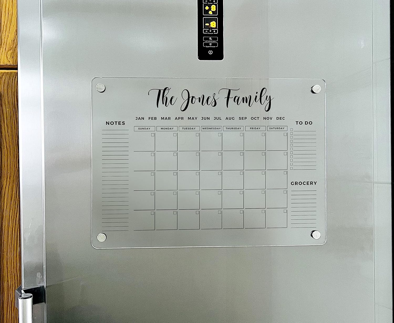 Dry Erase Calendar - Magnetic Fridge Personalized Planner 2026 - Magnetic Monthly Acrylic Magnetic Kitchen Board - Kitchen Wall Decor