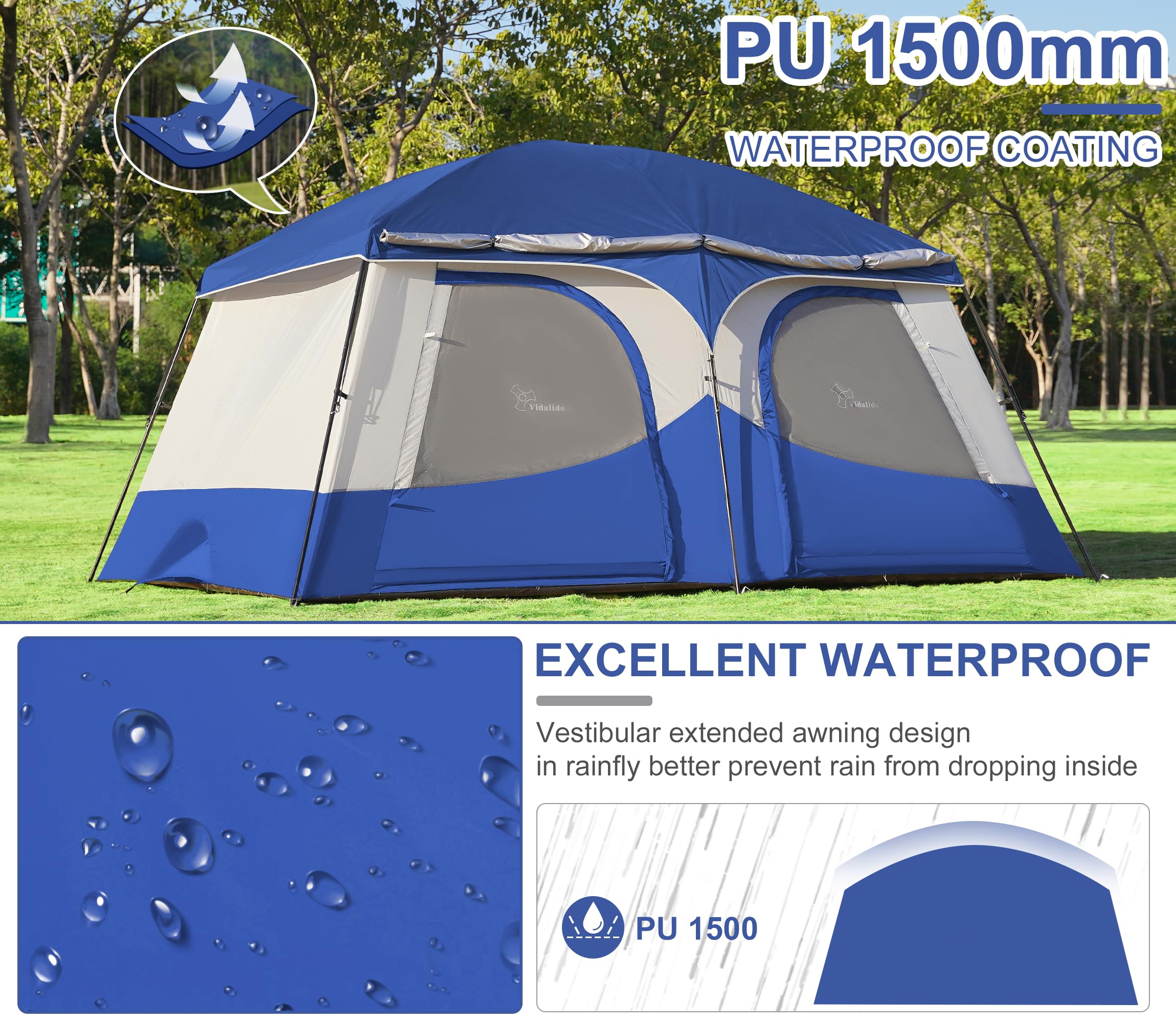 Amazon.com : Vidalido Tents，8-10 Person Camping Tent with