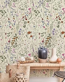 Floral Wallpaper Peel and Stick - Farm Floral Wall Wallpaper, Wildwood Wallpaper Self Adhesive Wallpaper for Home Bedroom ...