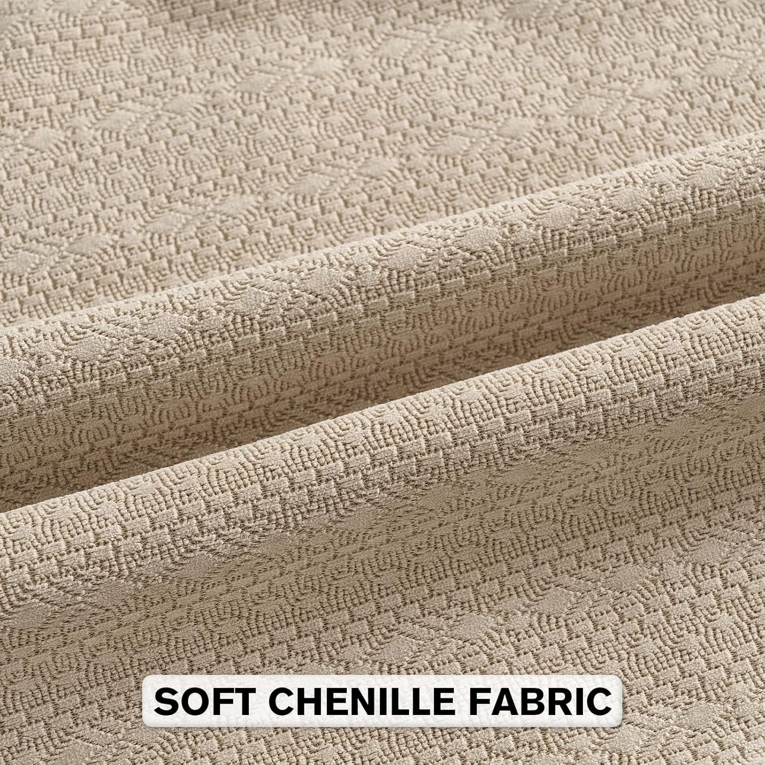 FUTEI Oatmeal Chenille Throw Pillow Covers 18x18 Inch Set of 2,Soft Striped & Diamond Textured Cushion Cases,Modern Home Decor for Couch Living Room - Image 2