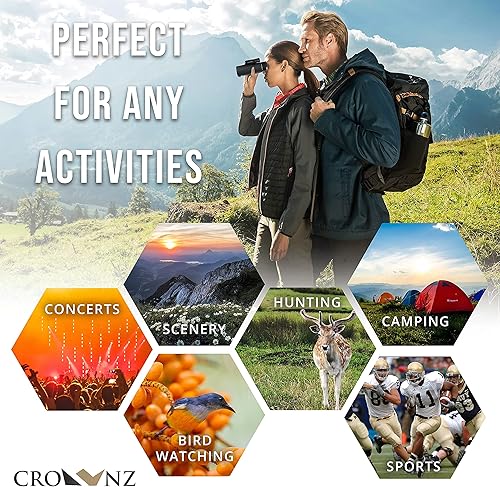 Miniatura 7 de Crownz Telescopio monocular para día visión nocturna baja monocular de alta potencia con soporte rápido para smartphone trípode BAK4 prisma doble