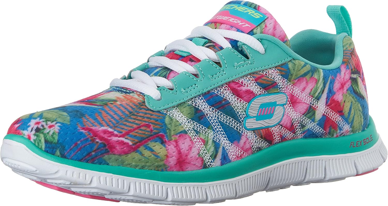 Skechers Womens Ladies Flex Appeal Floral Bloom Lightweight Printed Sneakers Mesh