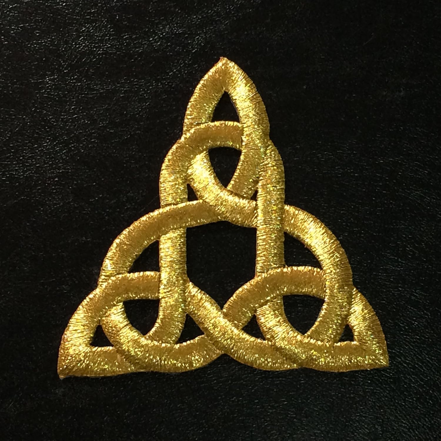 Gold Celtic Embroidered Patch - 3 Inch Triquetra Iron-On or Sew-On Applique - Symbolic Fabric Emblem for Jackets, Bags, and DIY Clothing Decoration
