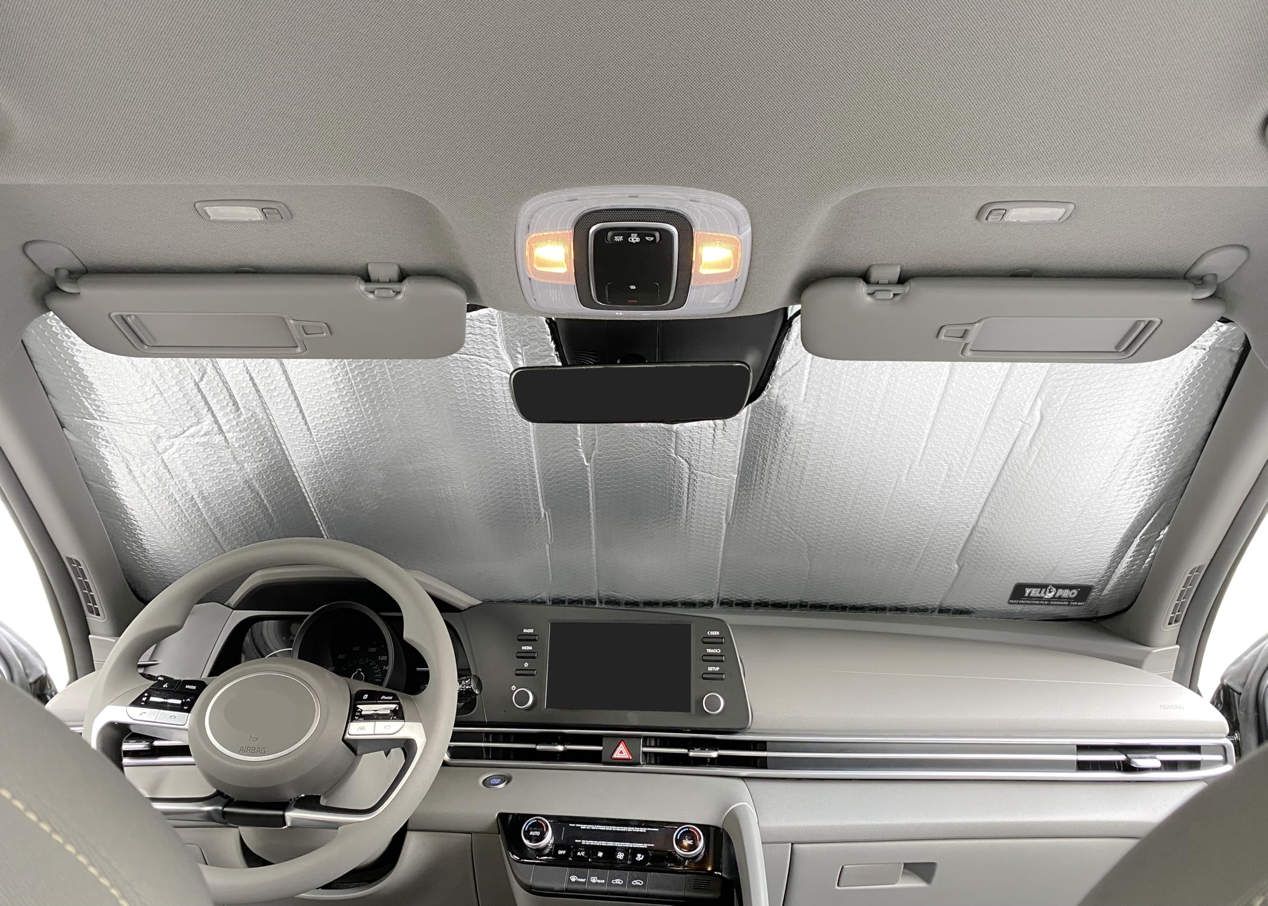 YelloPro - Parasol reflectante para parabrisas delantero de ajuste personalizado para Hyundai Elantra Sedan 2021, 2022, 2023, 2024, Hybrid, SE, SEL, Limited, paquete premium, accesorios de protección