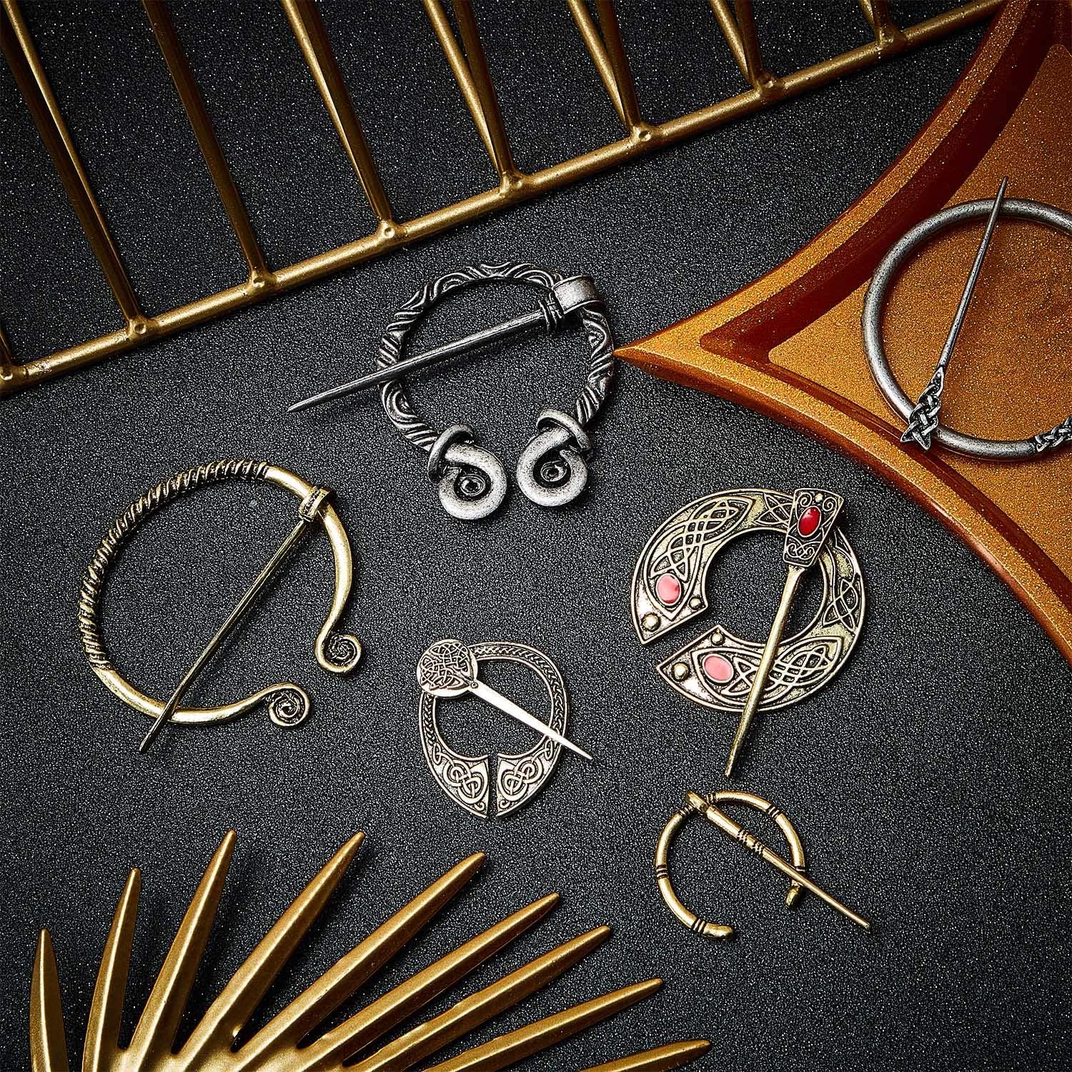 Celtic Cloak Pins Vintage Viking Brooches Shawl Pin Celtic Scarf Shawl Buckle Medieval Clasp Pin Brooch Penannular Brooch for Jewelry Costume - Image 4