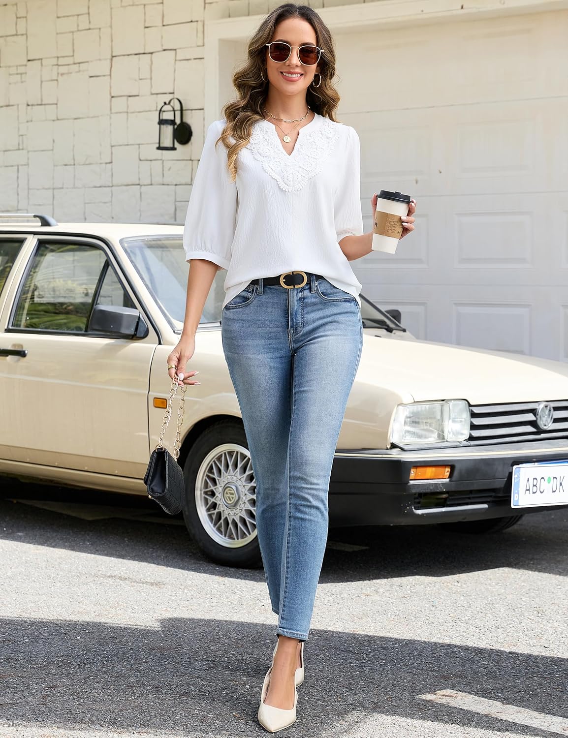 Blooming Jelly Women Dressy Casual Blouses Business Tops 3/4 Length Sleeve V Neck Work Shirts Summer Outfits 2026 - Image 4