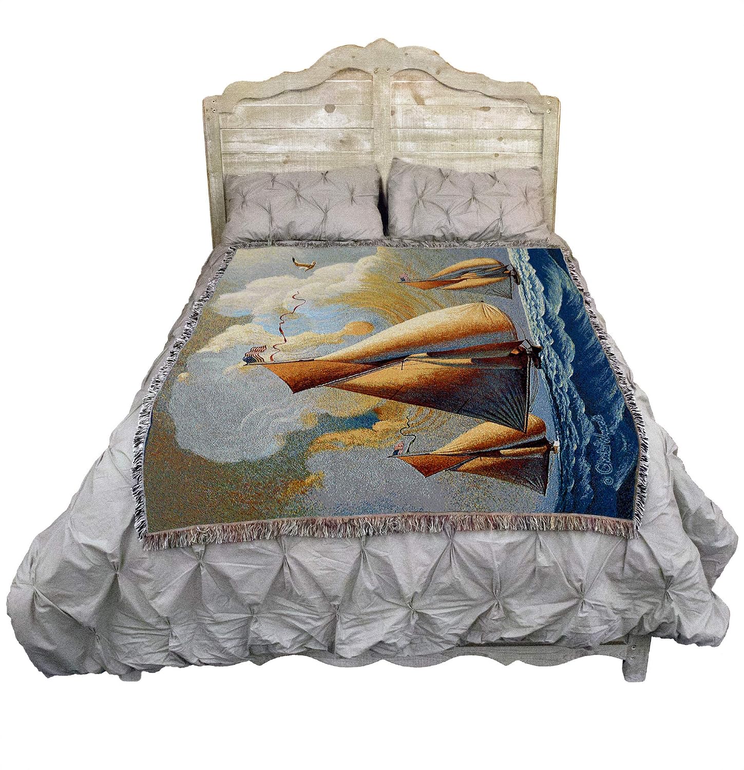 Pure Country Weavers Searam, Angel's Pet and Pickpocket Blanket by Charles Wysocki - Early America Coastal Ocean Beach Gift Tapestry Throw Woven from Cotton - Made in The USA (72x54)