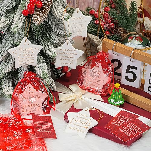 Miniatura 6 de Suzile Adornos de Navidad de amistad de larga distancia para hermana, adorno de Navidad, regalo redondo, para hermanas y amigos, adornos con