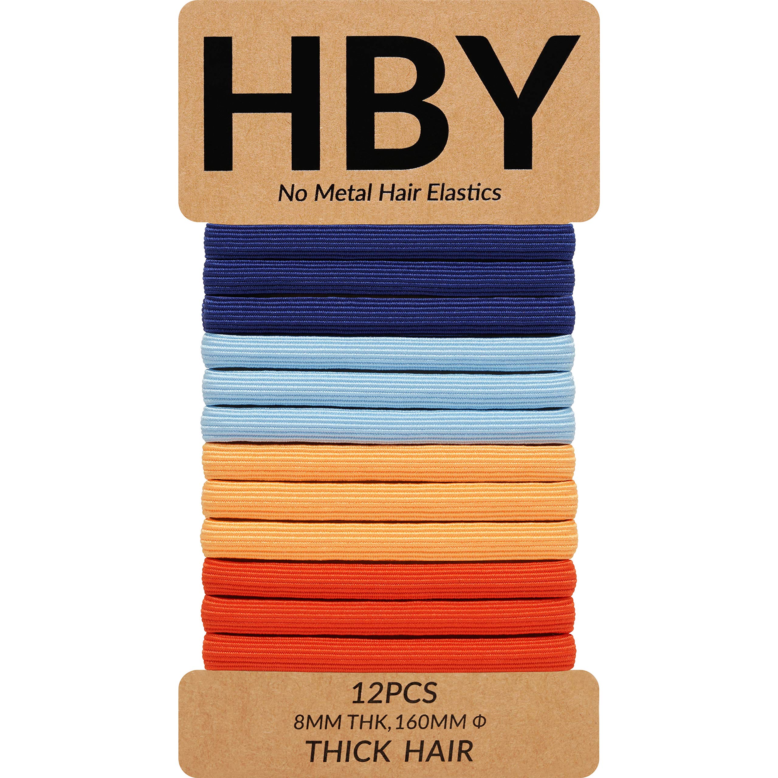 HBYWomen's Hair Ties for Thick or Curly Hair. No Slip Seamless Ponytail Holders Sports Thick Hair Ties, Pool Party, 8MM, 12 Pcs