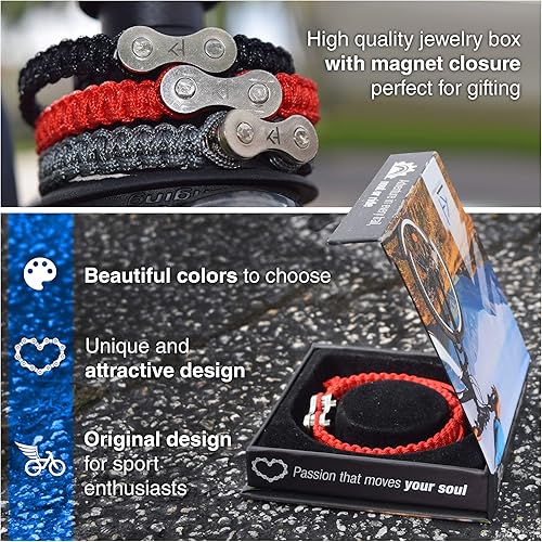 Miniatura 7 de KH - Pulsera deportiva unisex, ajustable, correa de nailon con cadena de bicicleta.