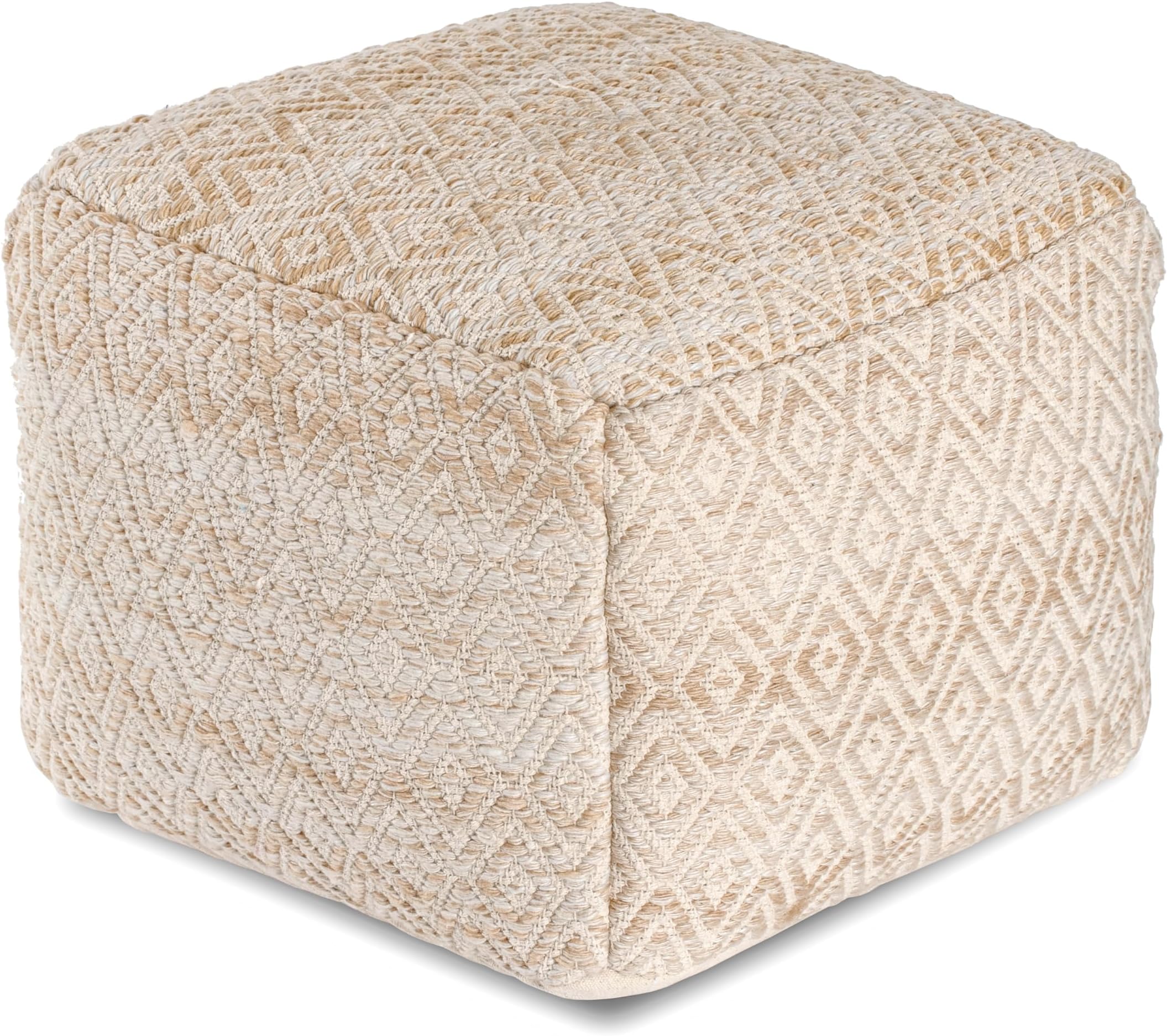 DESHOME Febe - Pouf poggiapiedi morbido 90x90 cm tessuto Idrorepellente: Pouf design moderno per divano soggiorno camera da letto, Puff poggiapiedi, Pouffe salotto (Ghiaccio