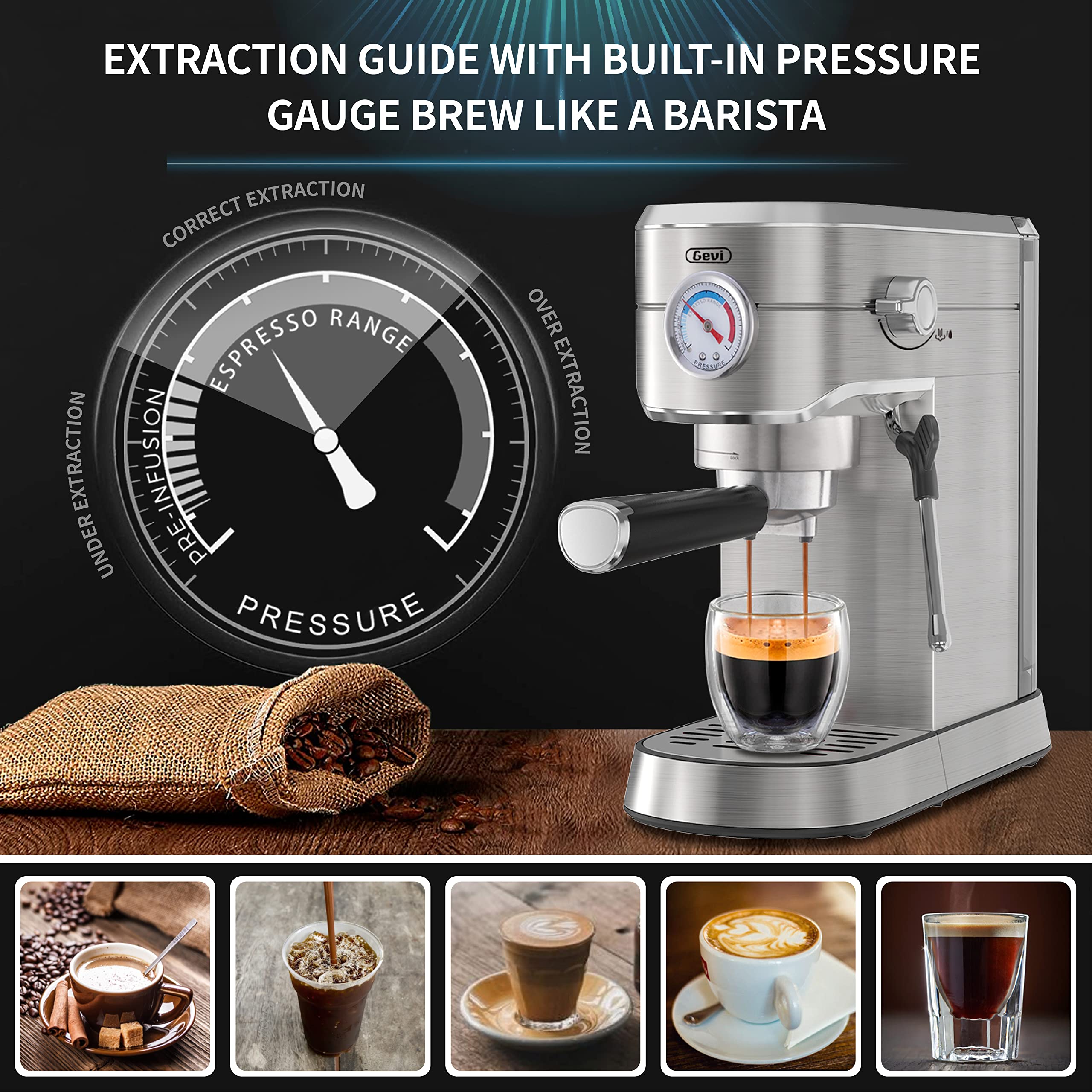 Buy Gevi 20 Bar Compact Professional Espresso Coffee Machine with Milk