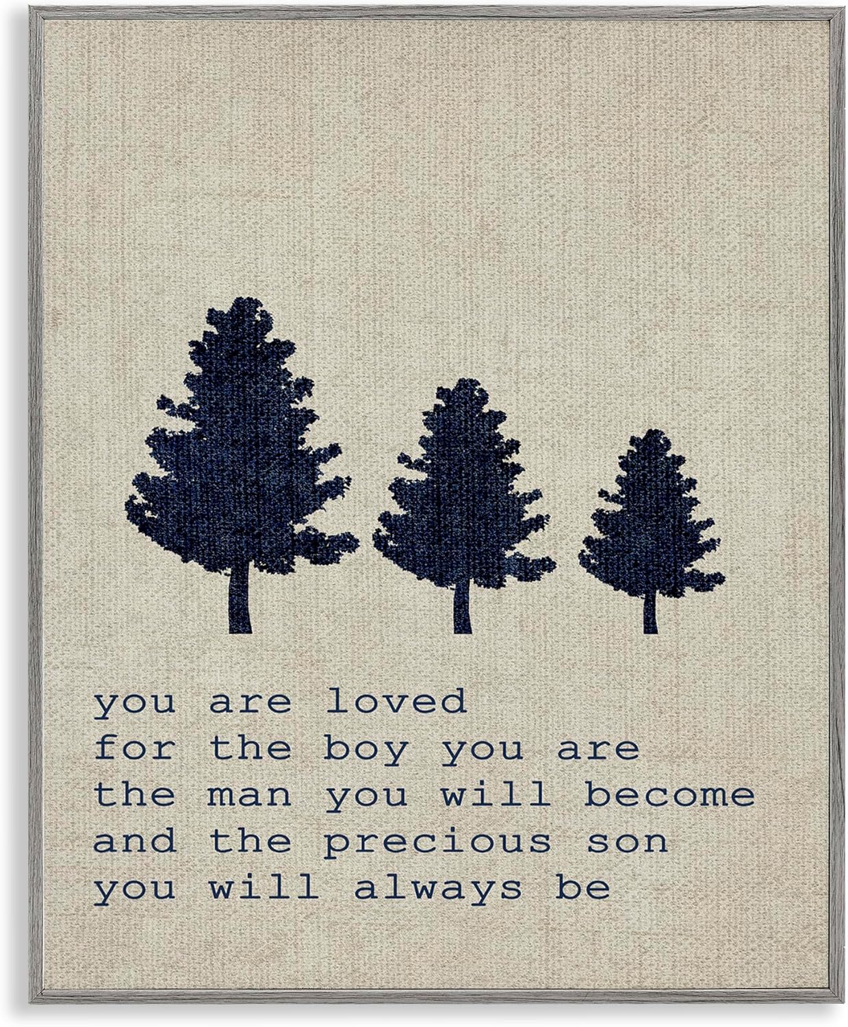 Stupell Industries 'Loved Son Phrase with Trees', Framed Giclee Art, Gray, 16 x 20 Inches, Easy to Hang and Sturdy, Made in USA, by Daphne Polselli