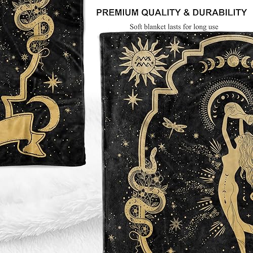 Miniatura 5 de Regalos de Acuario, Manta Zodiacal de Acuario 152x127 cm, Regalos del Zodiaco de Acuario para Mujer, Manta de Luna y Constelación, Decoración de