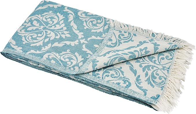 Carenesse Jacquard Hamamtuch Barock 90 x 175 cm Petrol I Edles Hamam Handtuch 100% saugfähige Baumwolle mit hochwertiger Webung I Pestemal/Fouta weich & zart I Leichtes Hamam Strandtuch kompakt