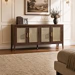 SICOTAS 59'' TV Se tenir debout pour 55 65 1 cm TV, Moderne TV Console pour salon 4 Armoires de rangement, Tall Television Stands Wood Media Console TV Cabinet pour chambre, Walnut