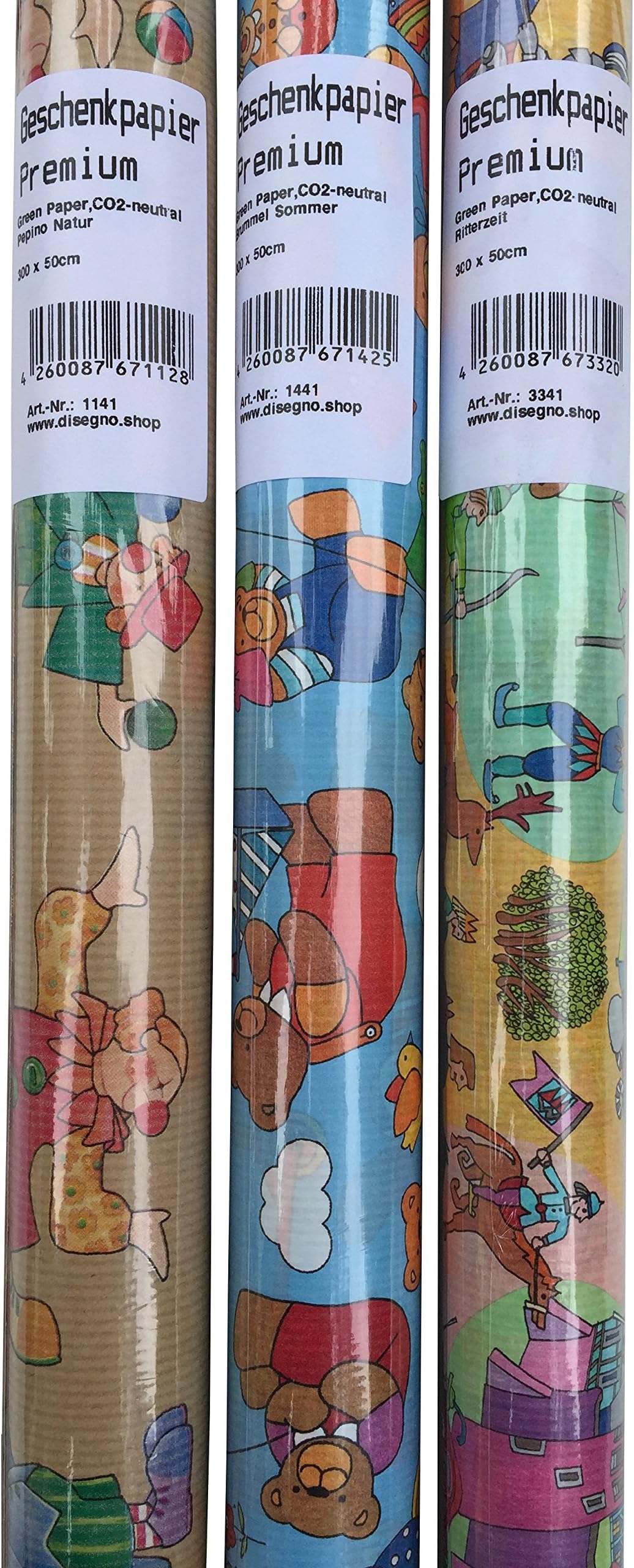 Green Paper Boys Birthday Gift Wrap – Pack of 3 – 3 m (Long) x 50 cm (W), Roll 8041