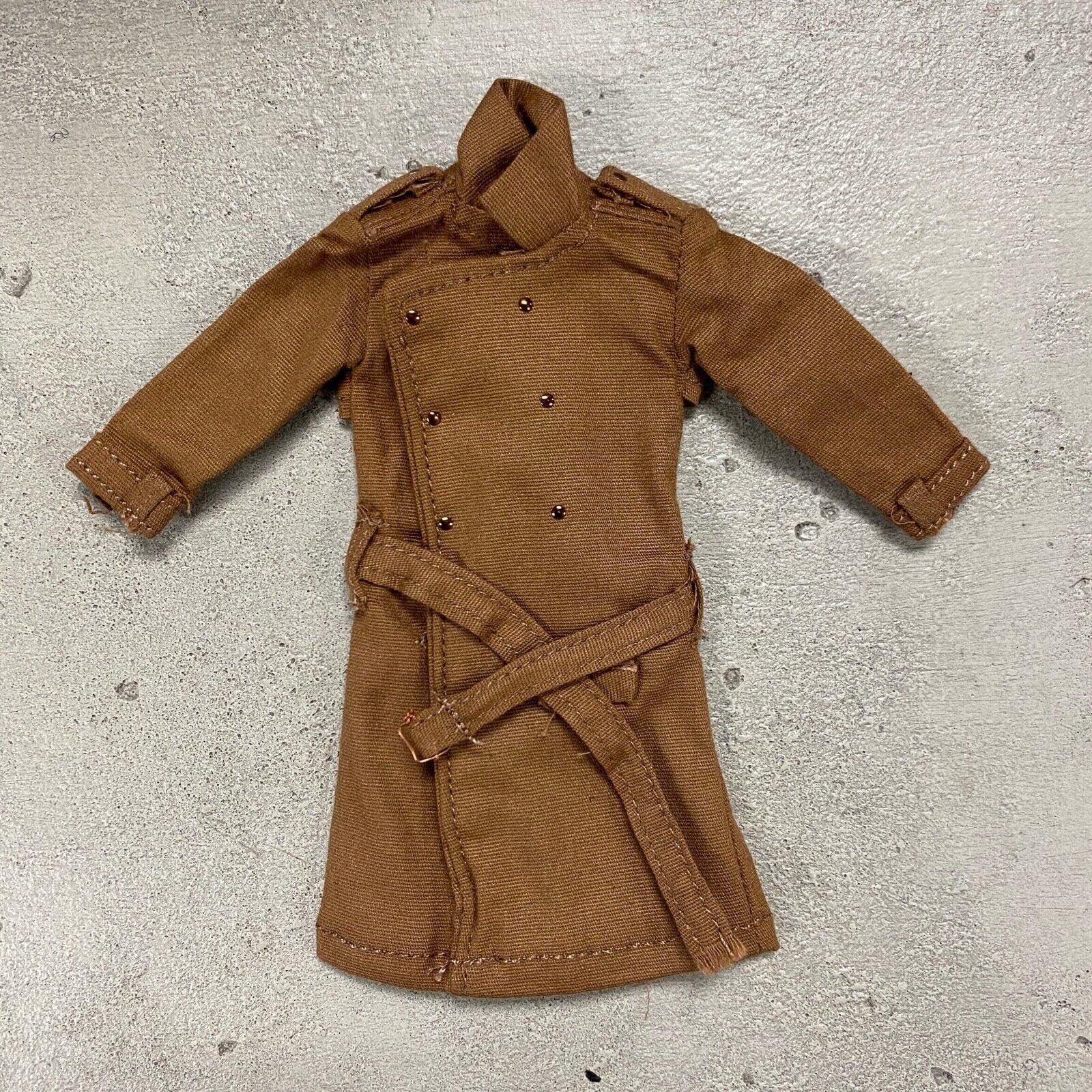 1/12 Scale Miniature Custom Handmade Brown Wired Trench Coat for 6-7 inch Muscular Wrestling Action Figure Body