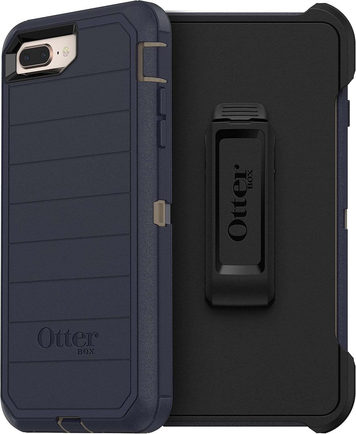 OtterBox Defender Series Rugged Case & Belt Clip Holster for iPhone 8 Plus & iPhone 7 Plus (ONLY) Non-Retail Packaging - Dark Lake - with Microbial Defense