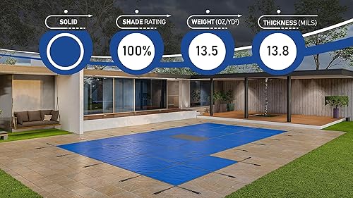 Vista 188 de WaterWarden Cubierta de seguridad sólida para alberca enterrada, cumple F1346 de la ASTM según UL, triple costura, con accesorios, 16 x 40 pies