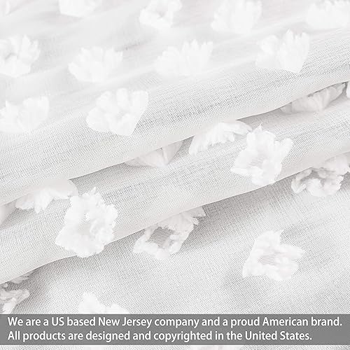 Miniatura 6 de DriftAway Cortina opaca de gasa plisada de gasa bordada con pompones, 2 capas con ojales, para habitación de niños y niñas, cuarto de bebé, 84