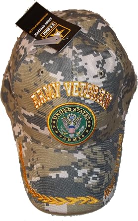 United States Army Veteran Camo Embroidered Baseball Cap USA Vet Seal Hat