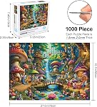 Rocorose Jigsaw Puzzle for Adults, 1000 Pieces Fairyland Mushroom House Puzzle Colorful Fairy Cottage Puzzle Challenging Family Perfect for Game Nights Party Butterfly Flower Decoration