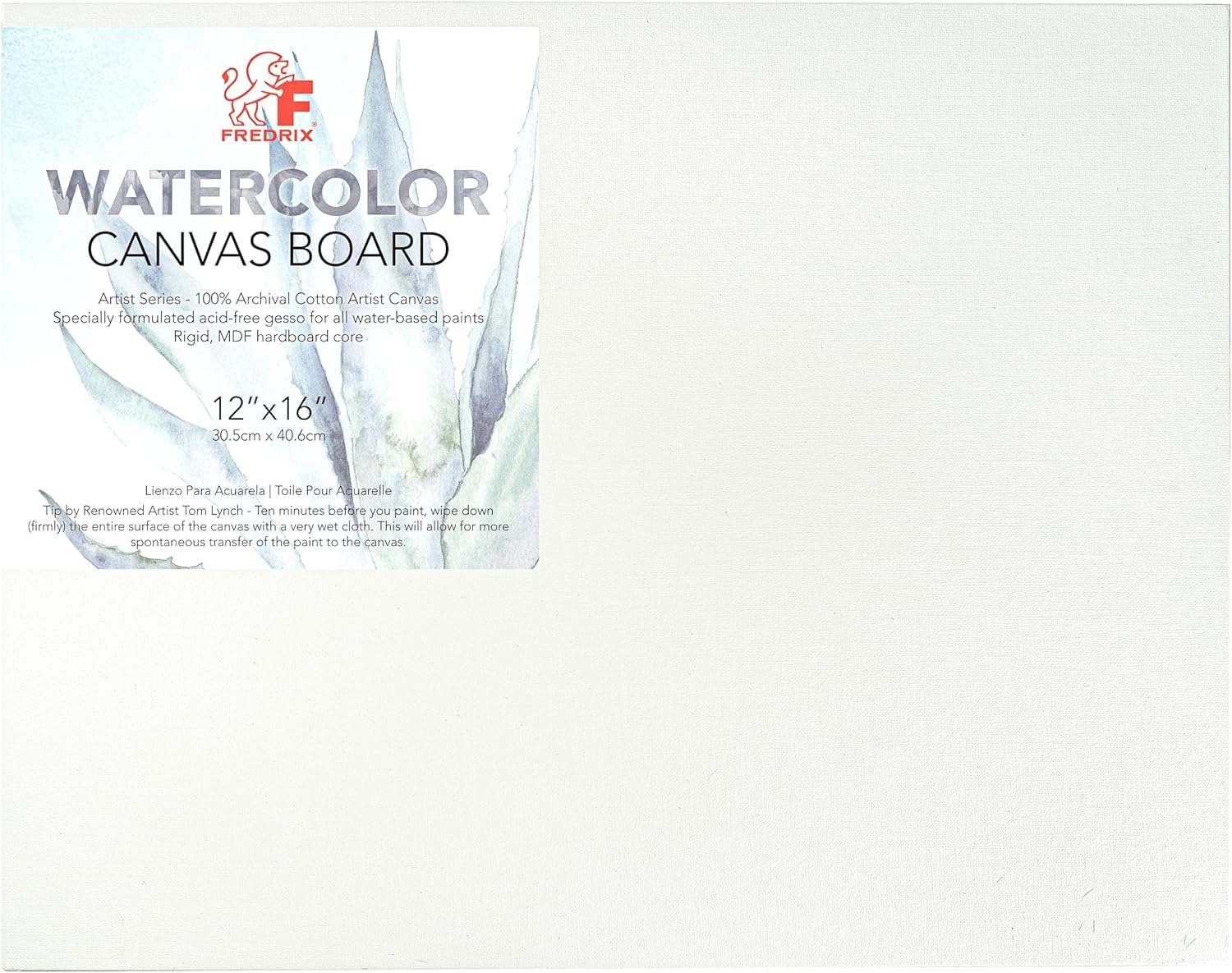 Fredrix Artist Series Watercolor Archival Canvas Board, 12" x 16", White